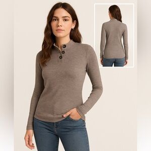We The Free (Free People) Button Collar Thermal Top – Sz M
